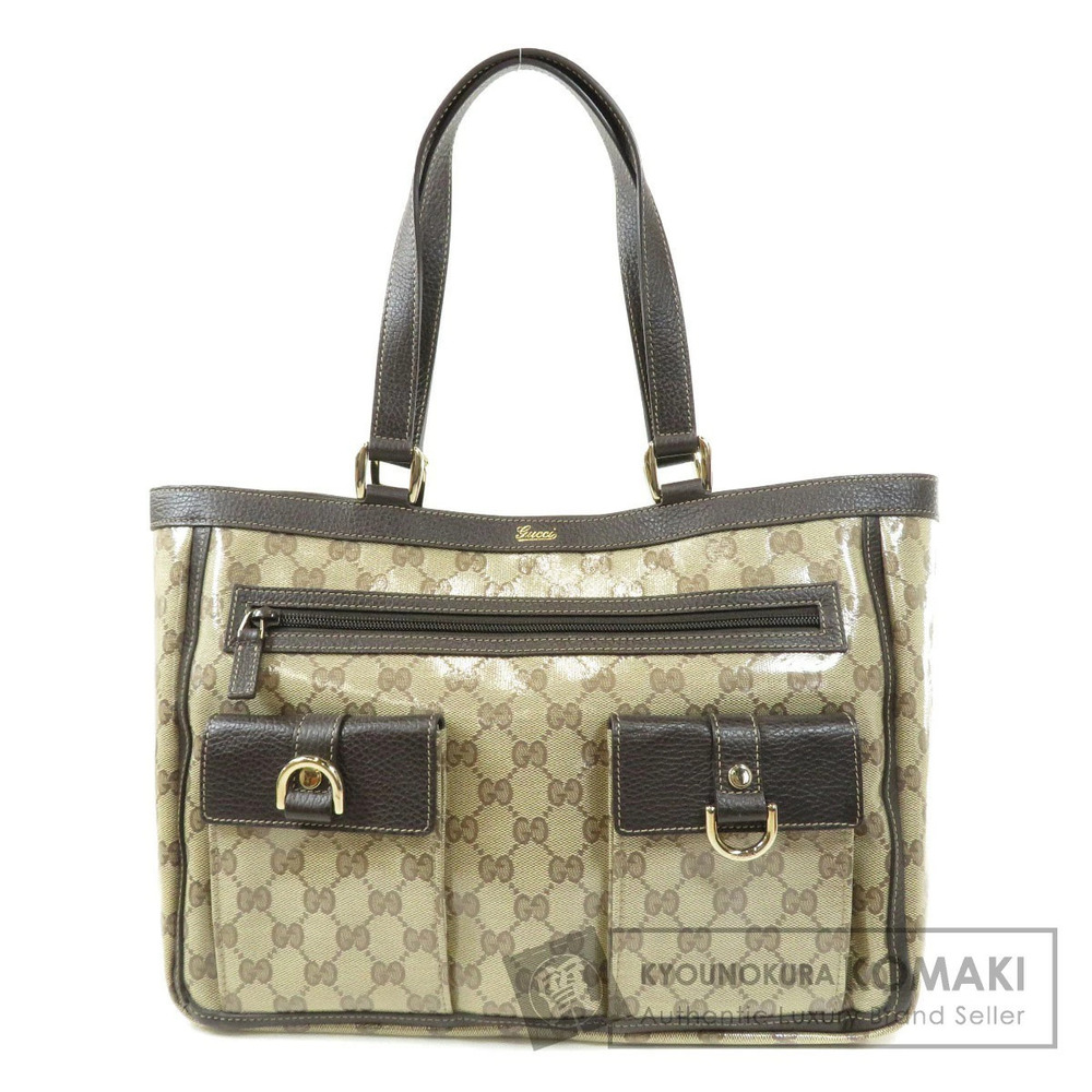 Gucci GG Crystal Abbey Tote Shoulder Bag Brown